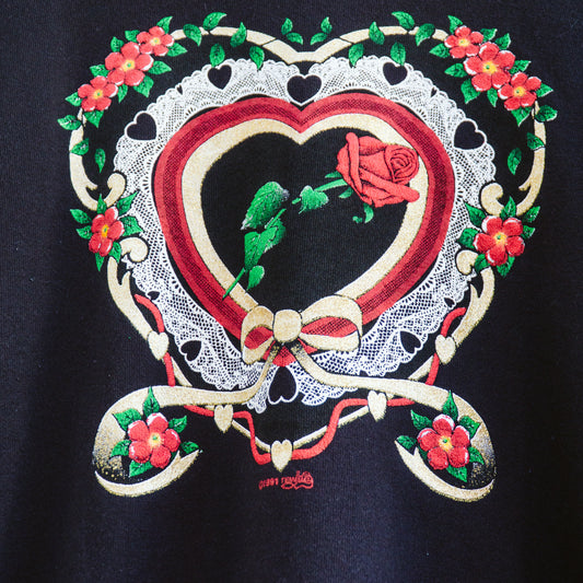 1991 Vintage Rose Heart Sweatshirt | XL