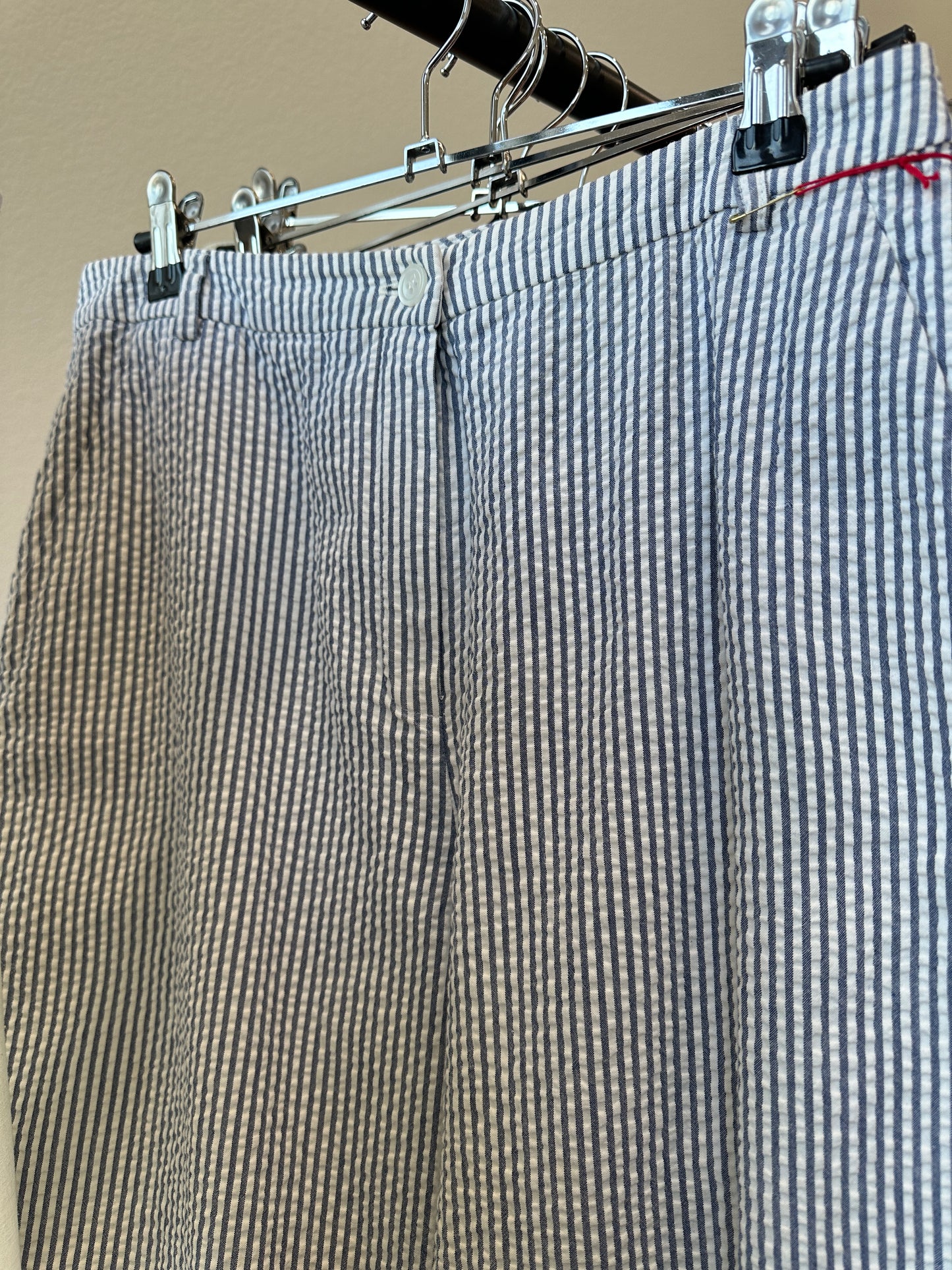 80's Seersucker Railroad Stripe Trousers | M