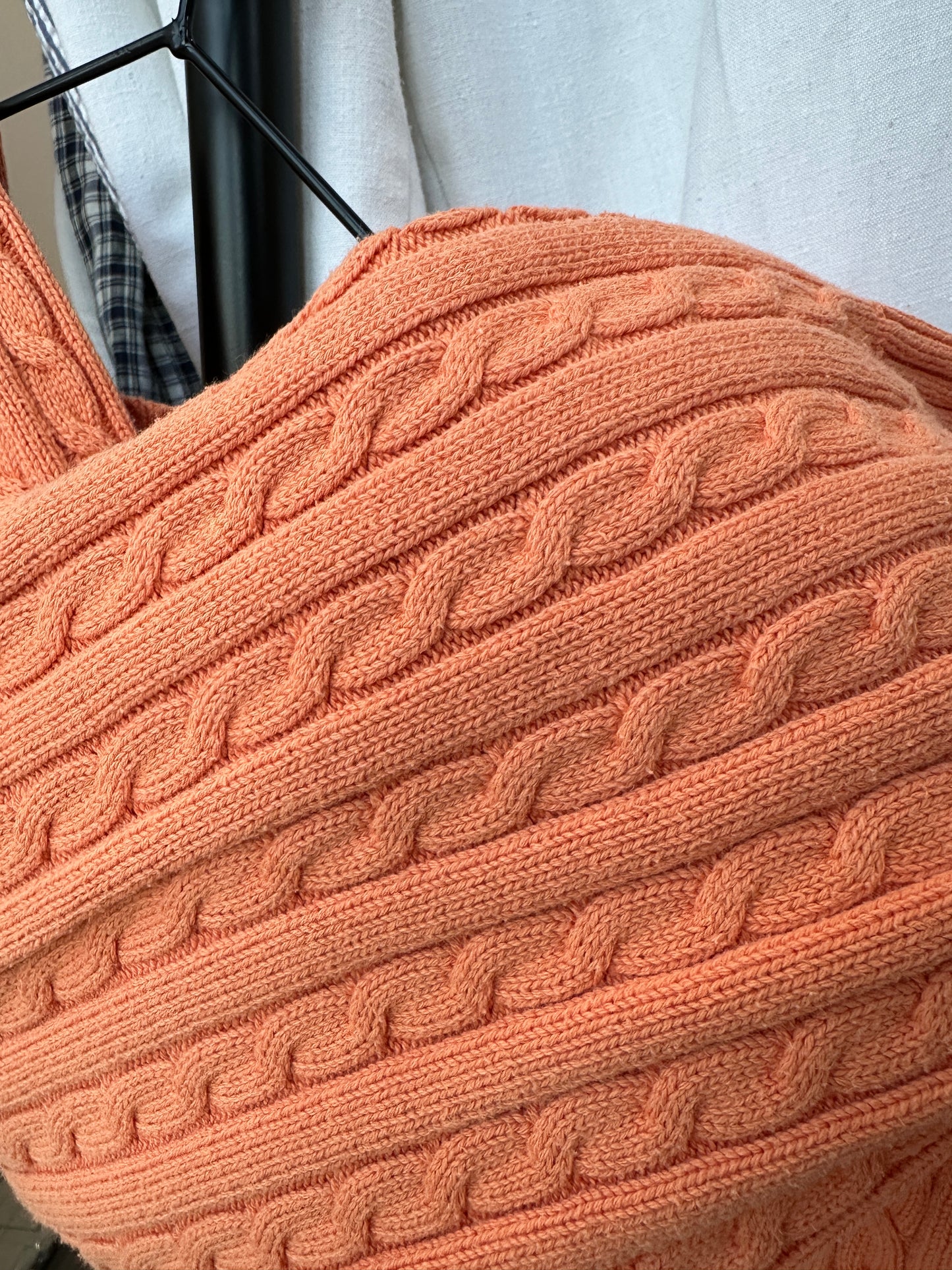 Tangerine Orange Cable Knit Sweater | M