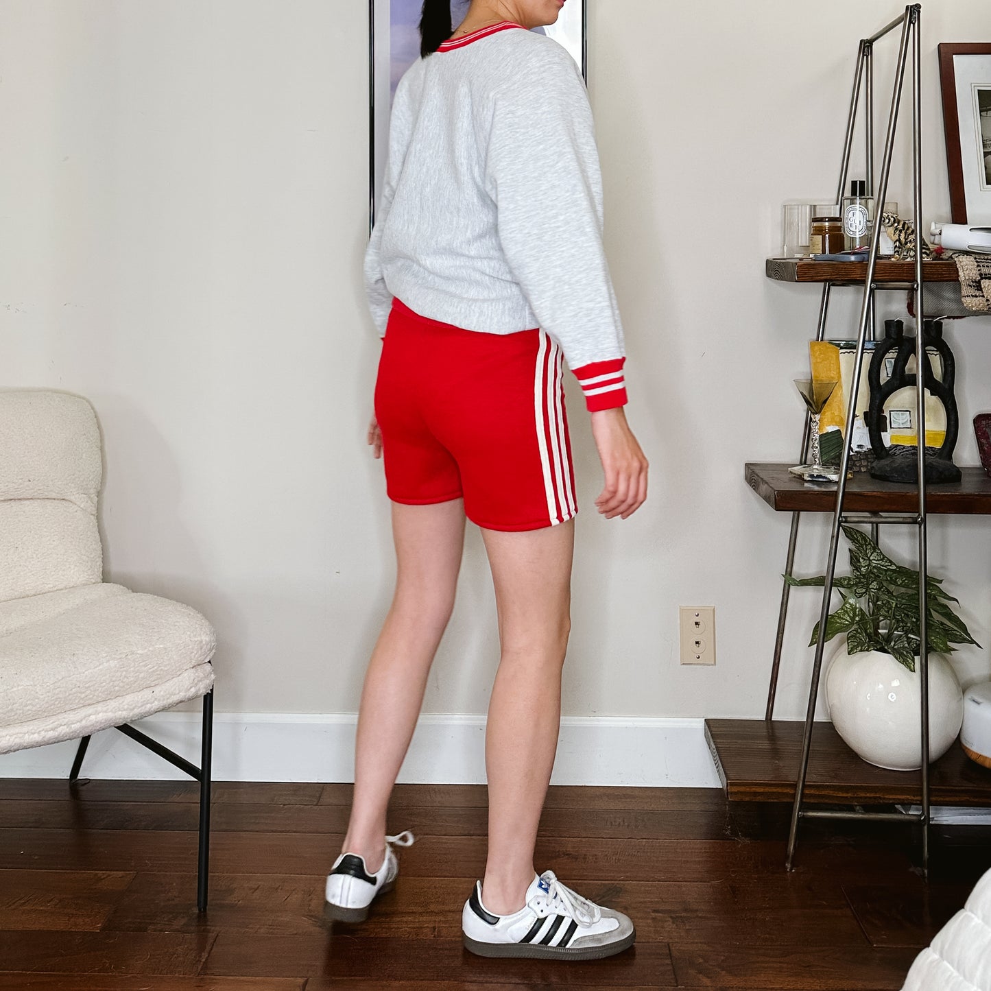 60's Red Varsity Stripe Track Pants | XS