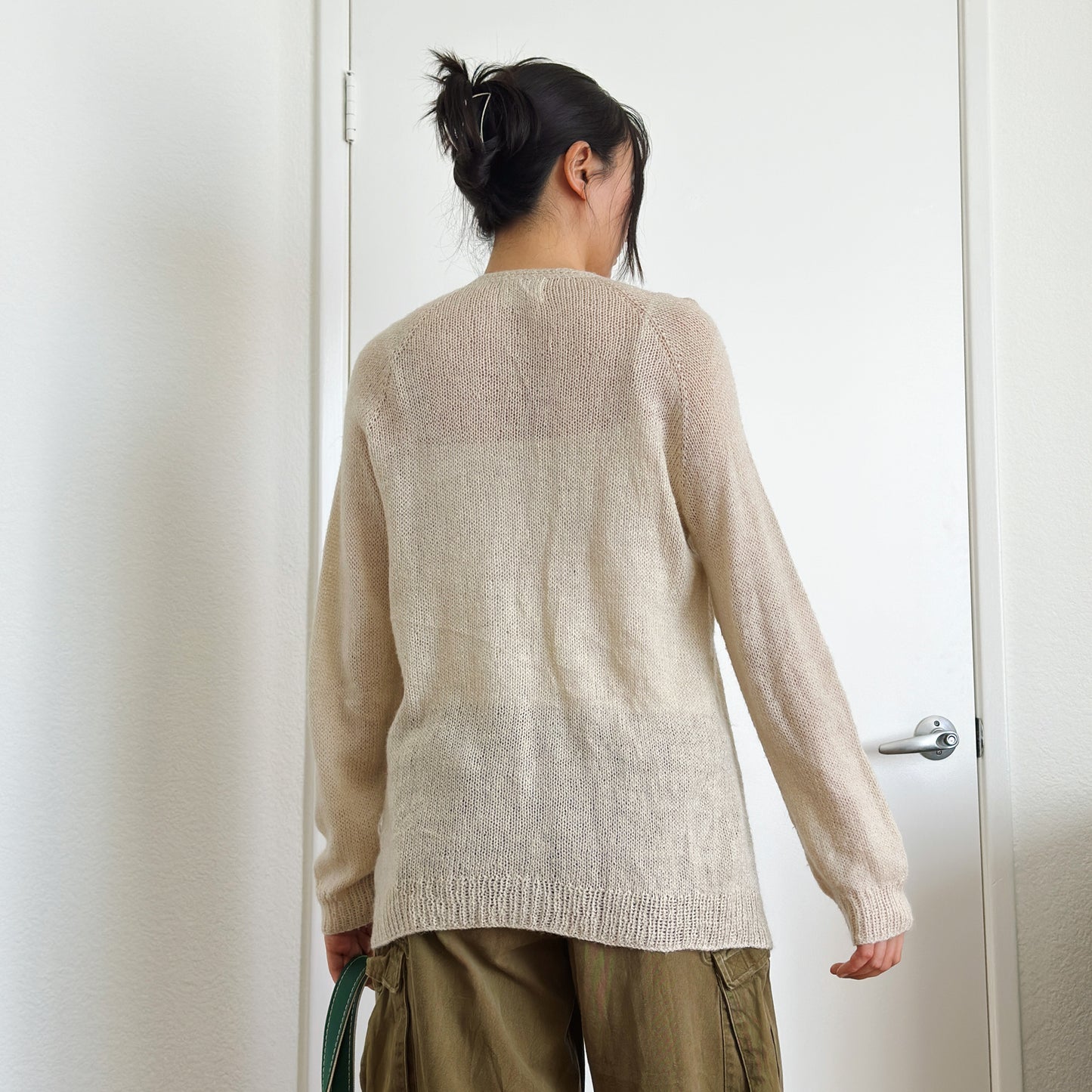 70's Cream Lightweight Cardigan | M