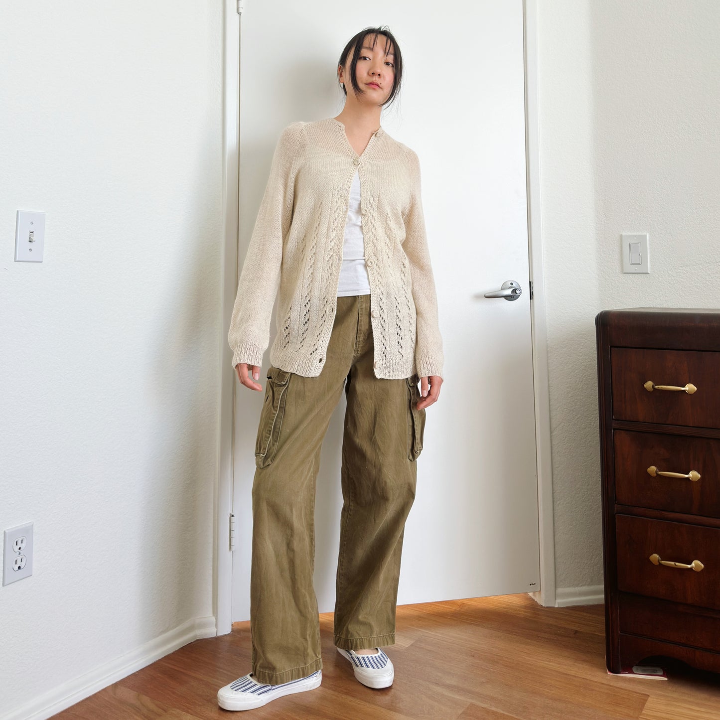 70's Cream Lightweight Cardigan | M