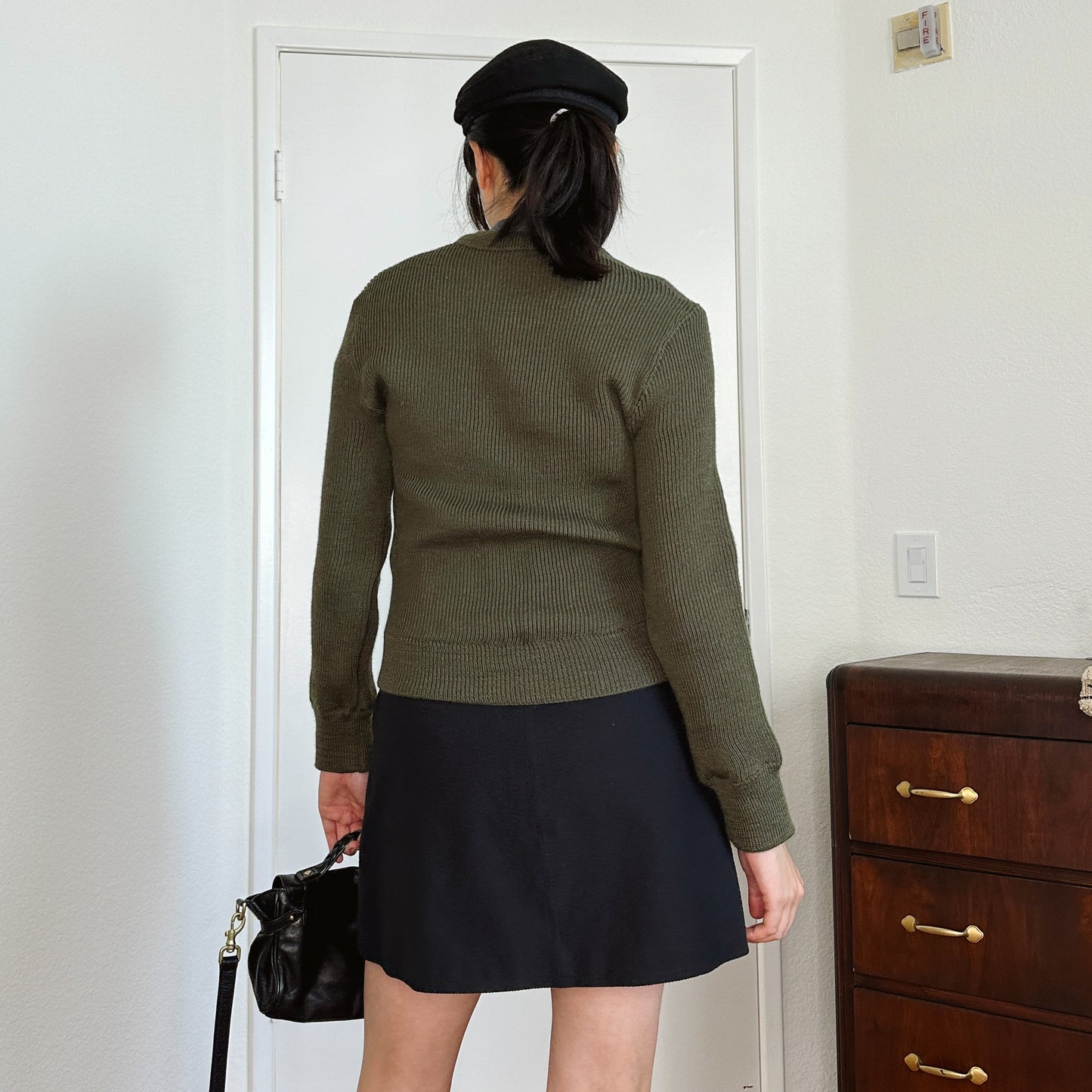 80's French Army Wool Green Sweater | XS-S