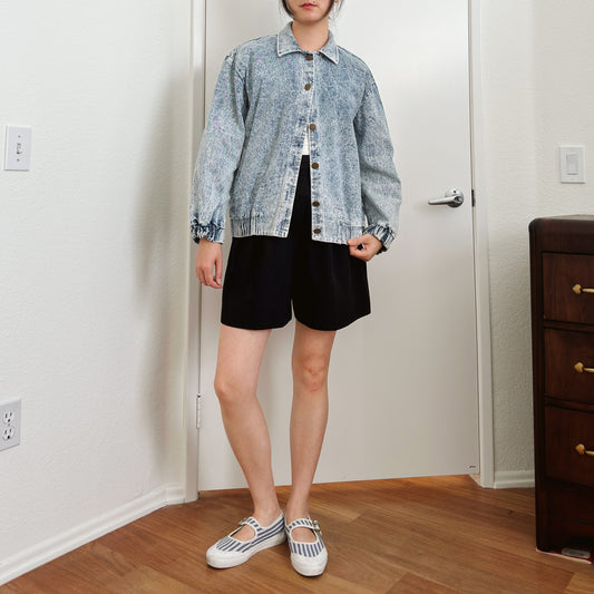 80's Minimal Acid Washed Denim Jacket | M