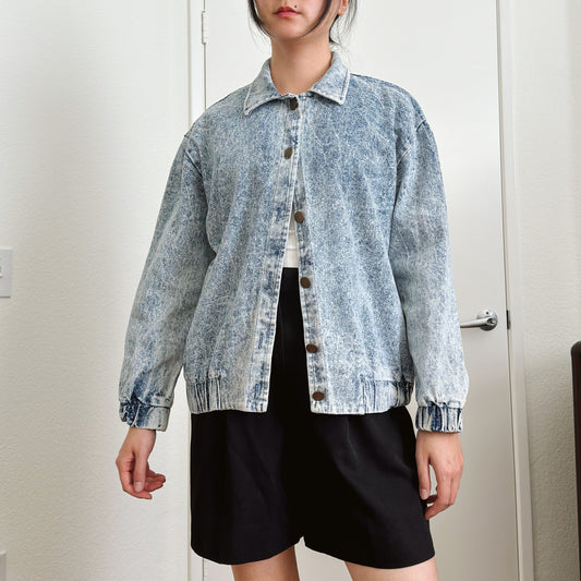 80's Minimal Acid Washed Denim Jacket | M