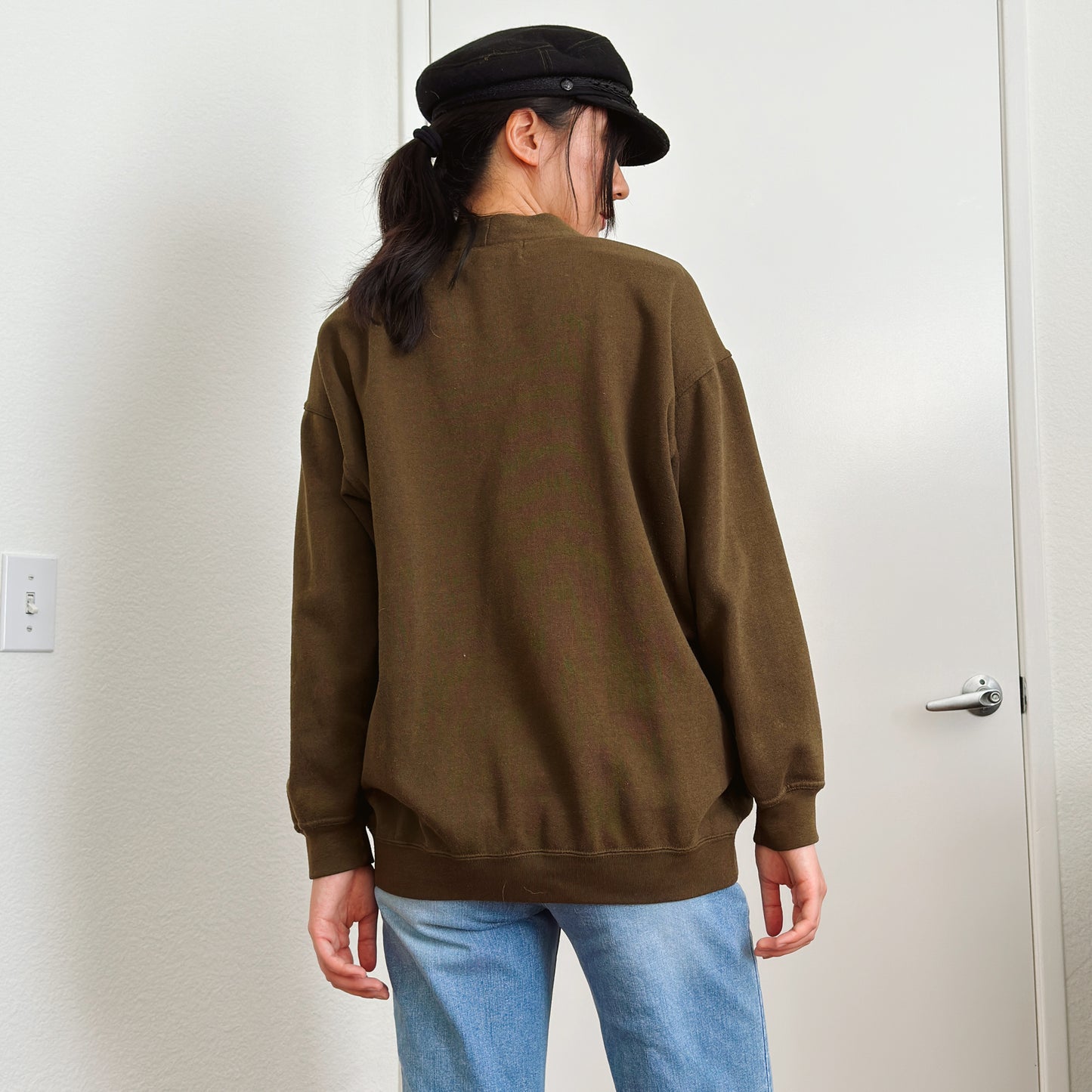80's Olive Brown Slouch Cardigan | M