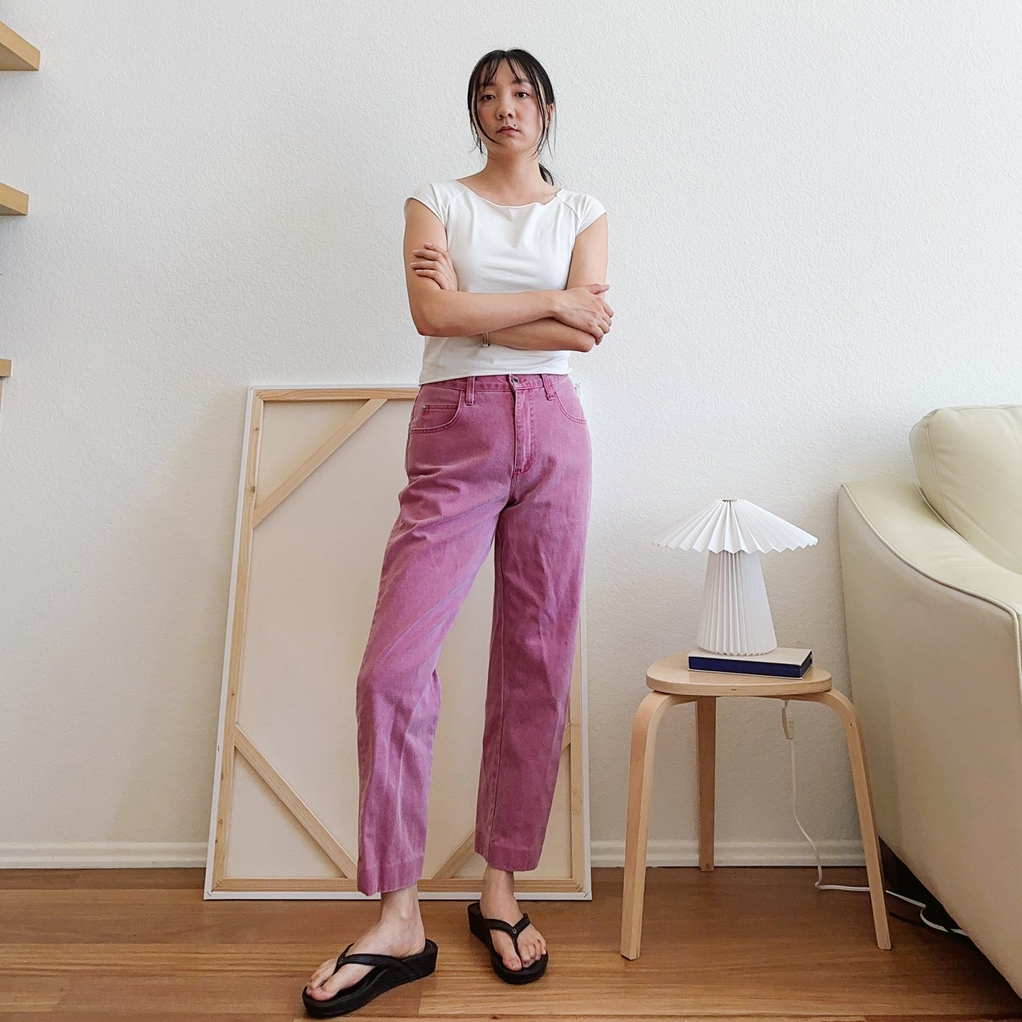 80's Pink Washed Denim Jeans | M