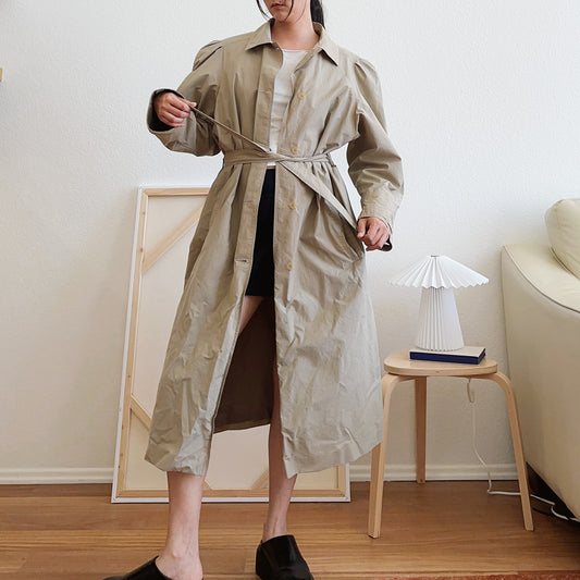 80's Puff Sleeve Mac Coat | XL