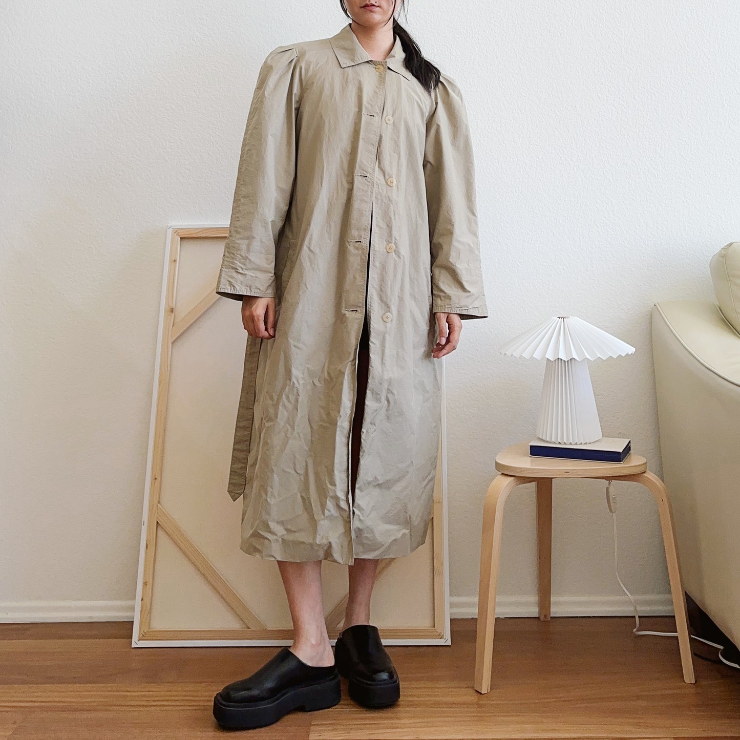 80's Puff Sleeve Mac Coat | XL