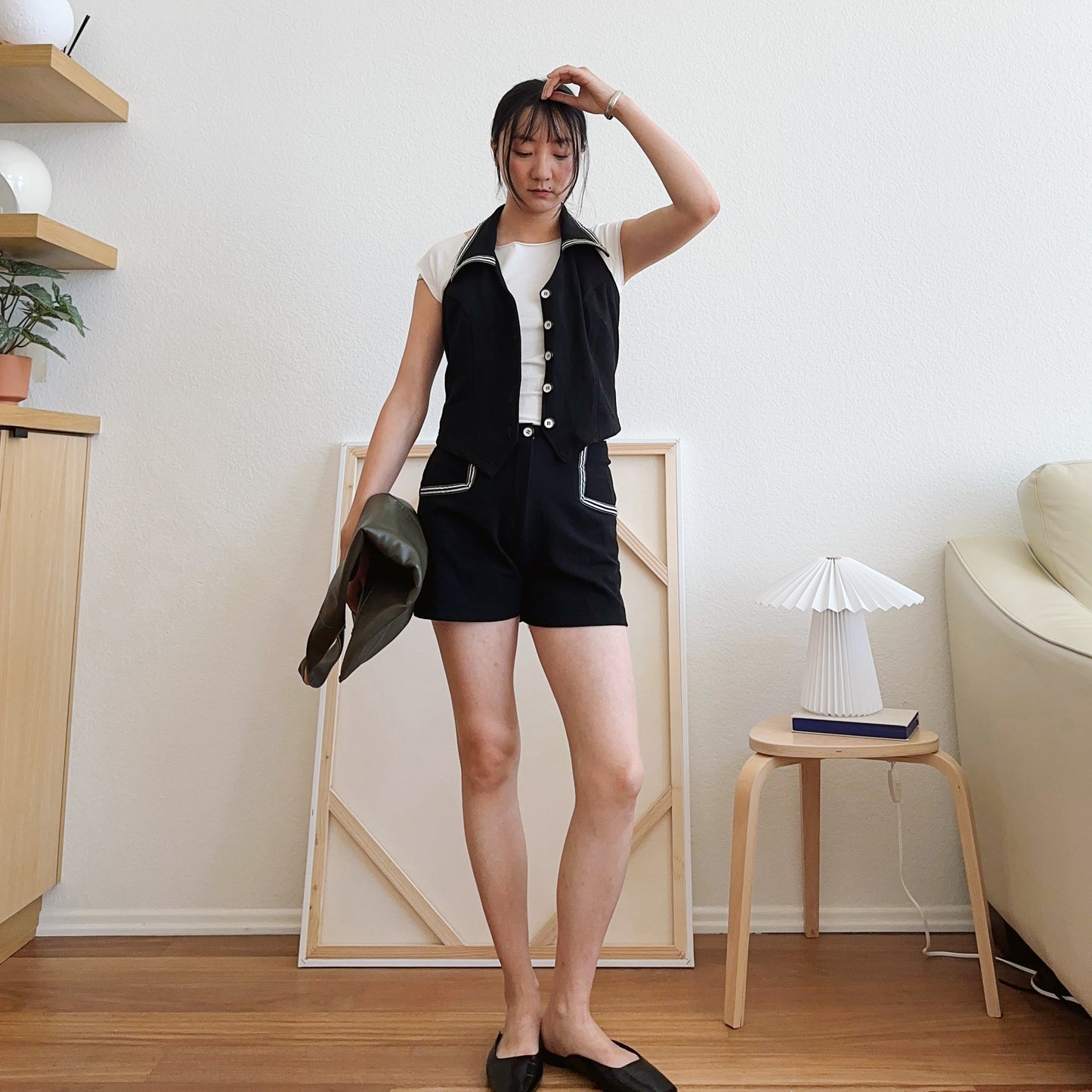 80's Stripe Halter and Shorts Set | M