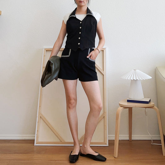 80's Stripe Halter and Shorts Set | M