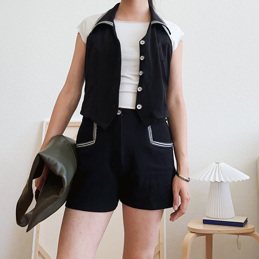 80's Stripe Halter and Shorts Set | M