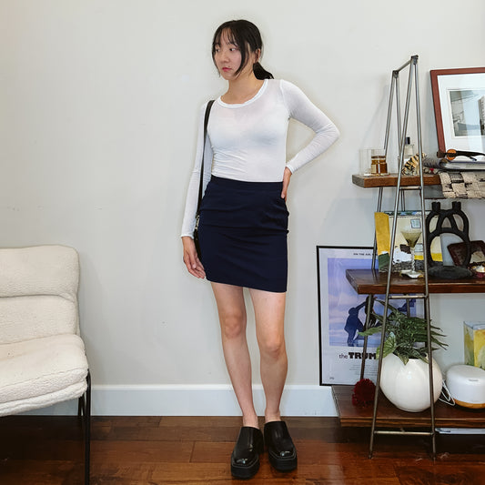 80's Vintage Gucci Navy Mini Skirt | XS