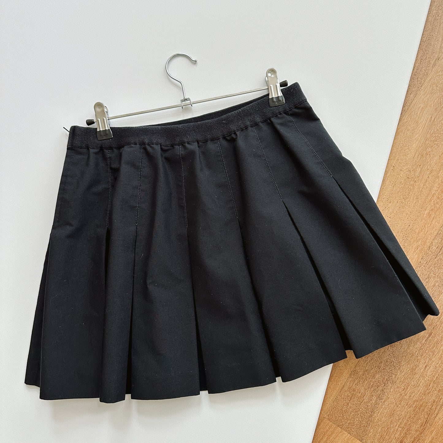 80's Black Pleated Skirt | S