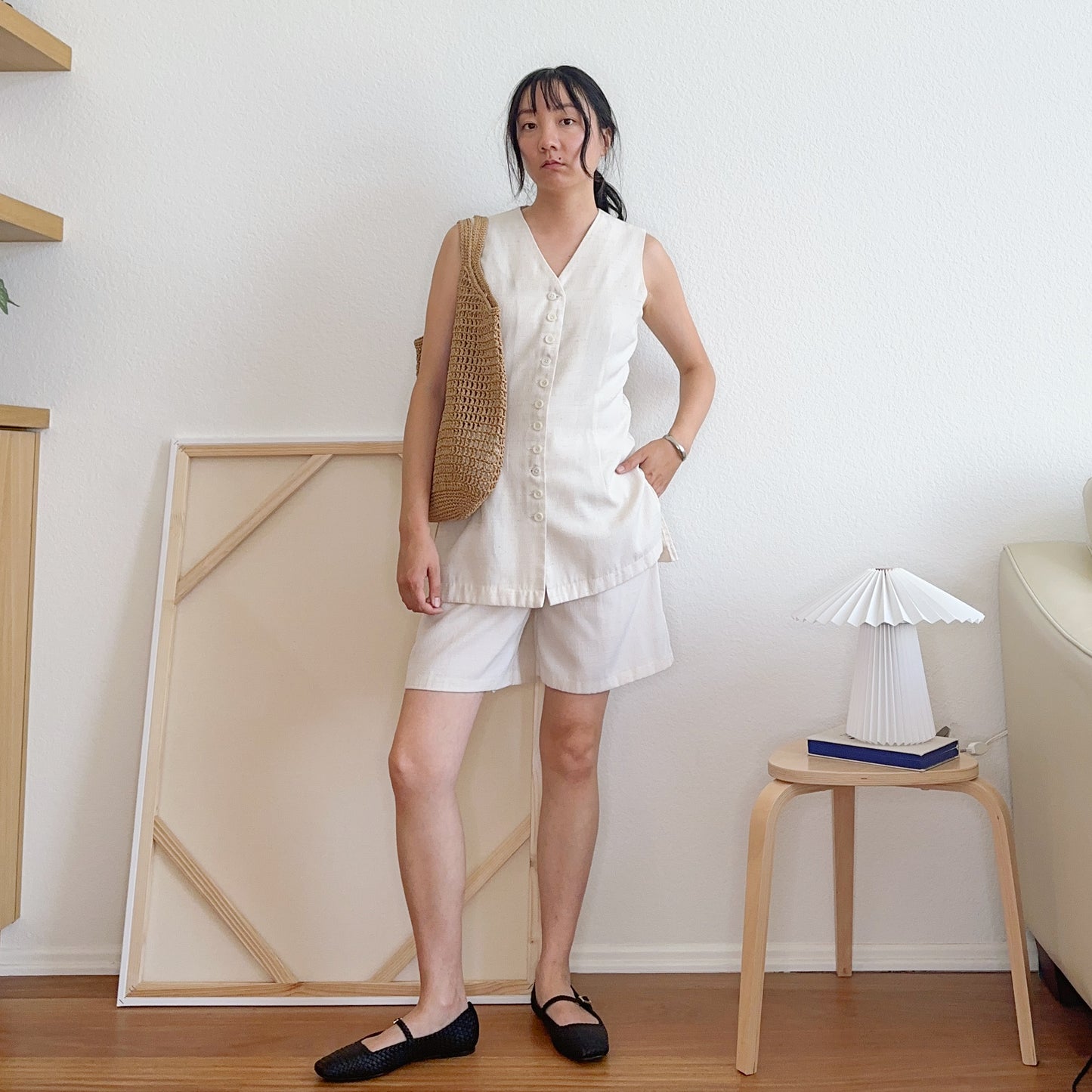 80's Faux Two Piece Vest Romper | M