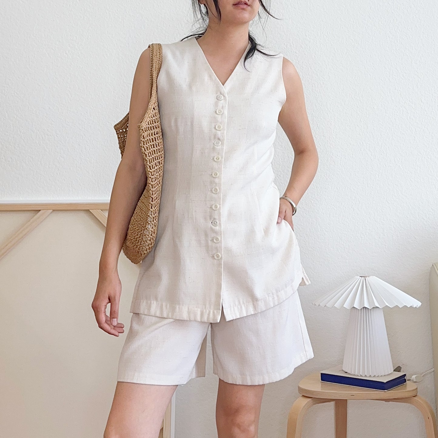 80's Faux Two Piece Vest Romper | M