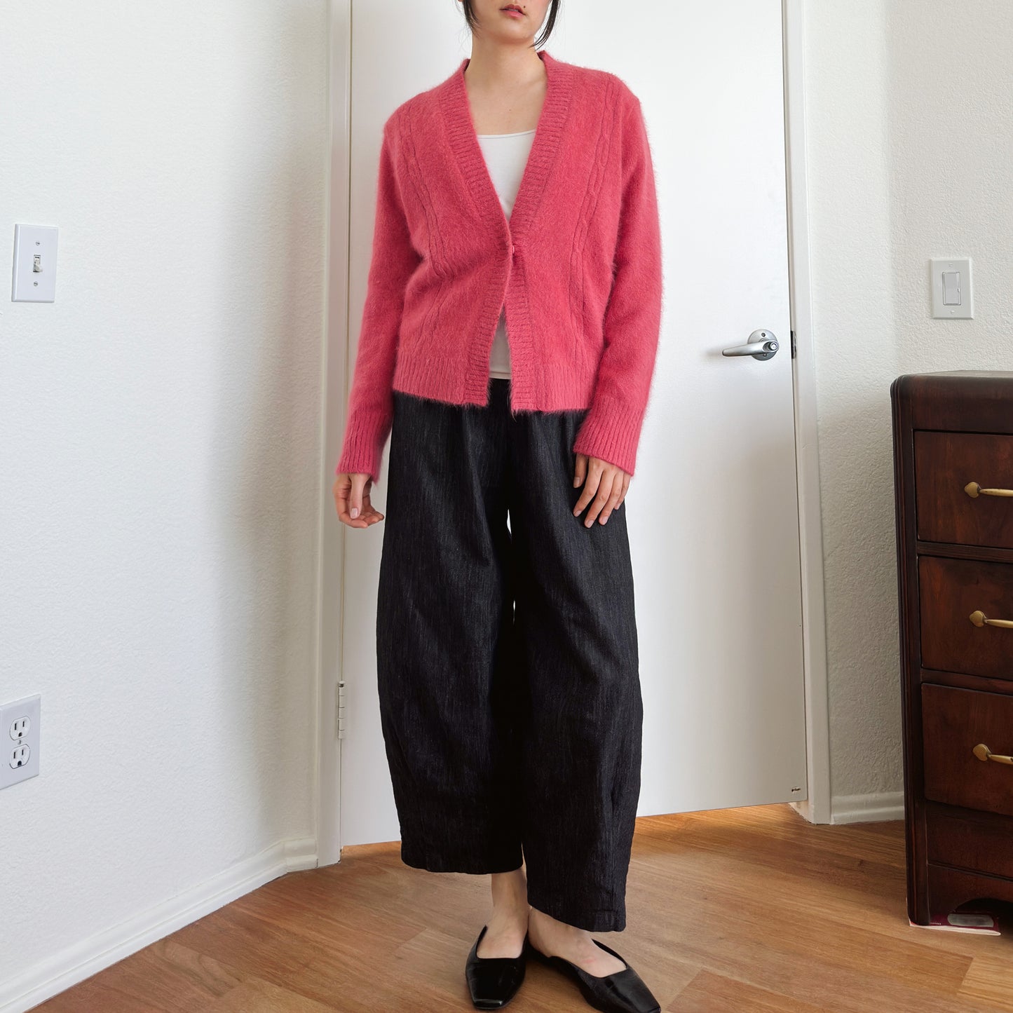 80's Fushcia Pink Angora Cardigan | S