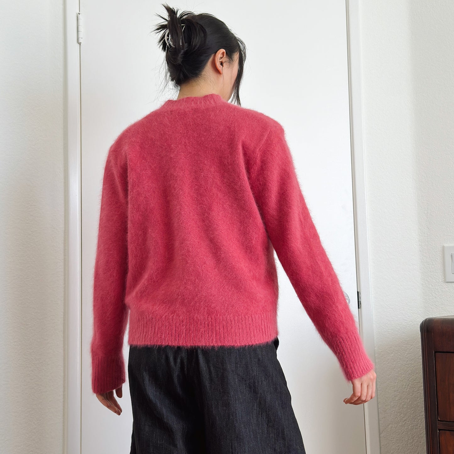 80's Fushcia Pink Angora Cardigan | S