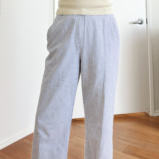 80's Seersucker Railroad Stripe Trousers | M