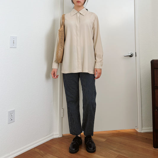 90's Beige Button Down Shirt | M