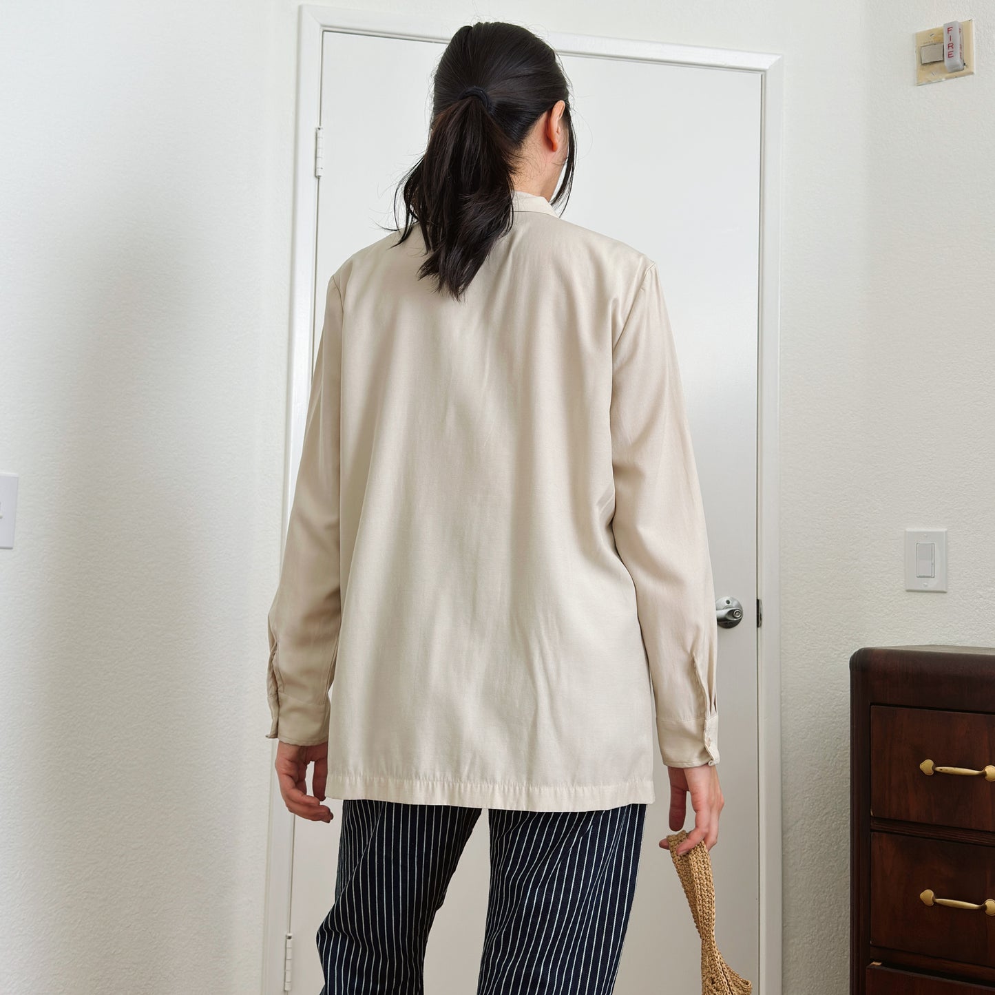 90's Beige Button Down Shirt | M