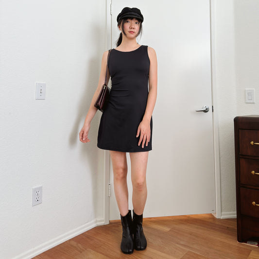 90's Black Classic A-Line Stretch Dress | M