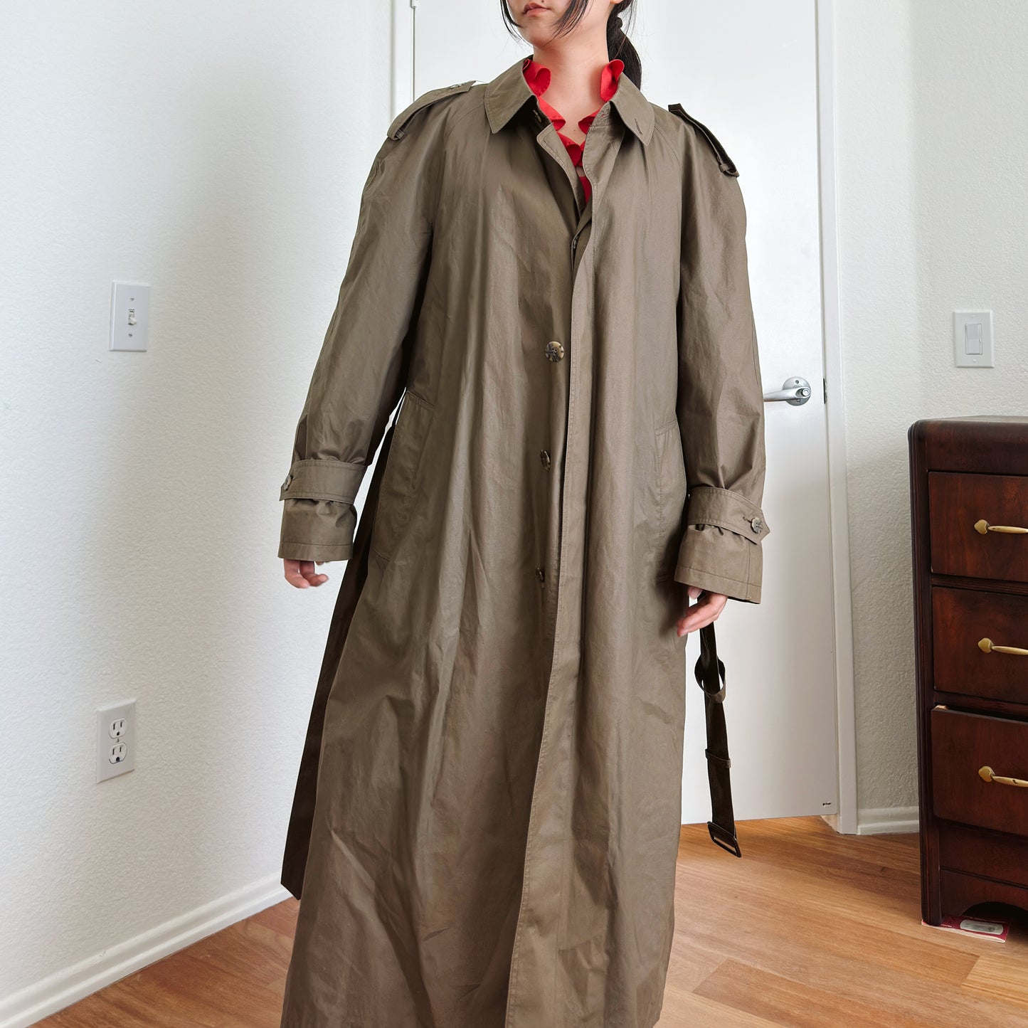 90's Brown Midi Trench Coat | XL