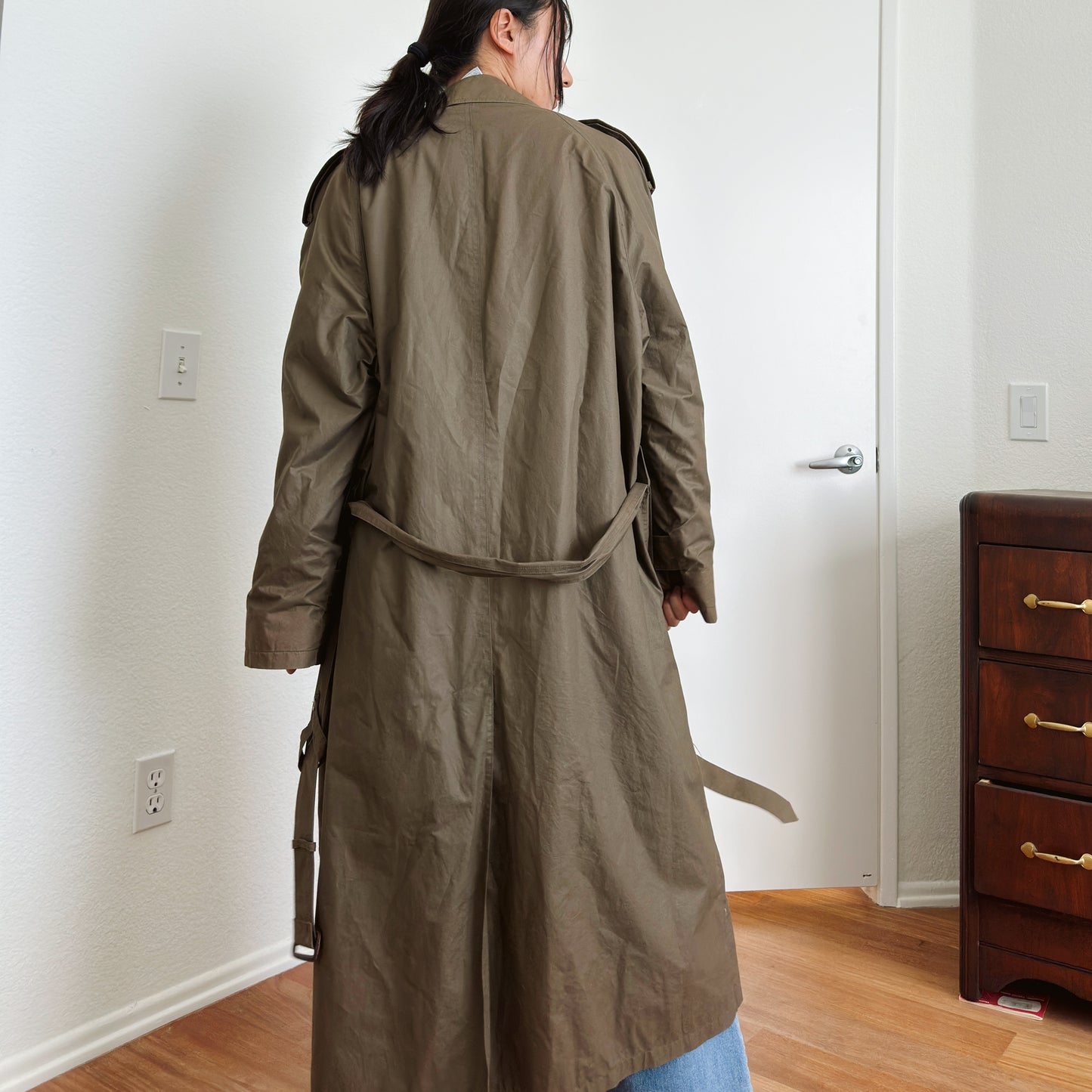 90's Brown Midi Trench Coat | XL