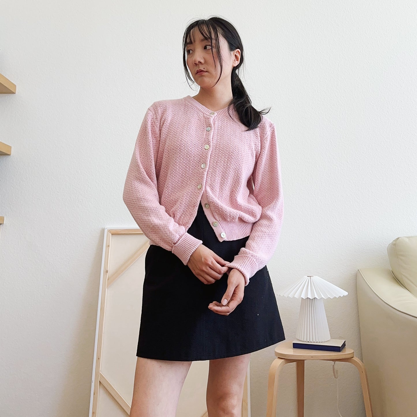 90's Pink Knit Cardigan | M