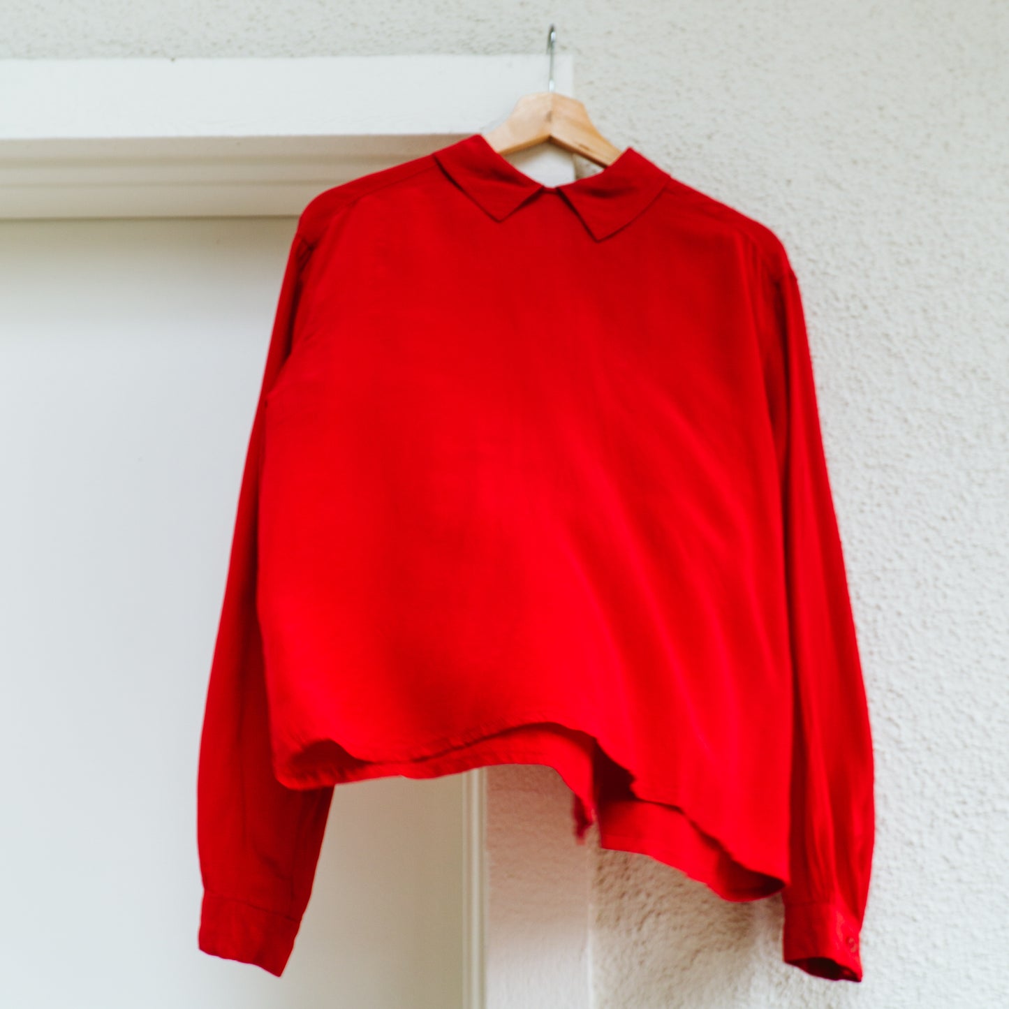 90's Red Collared Blouse | M
