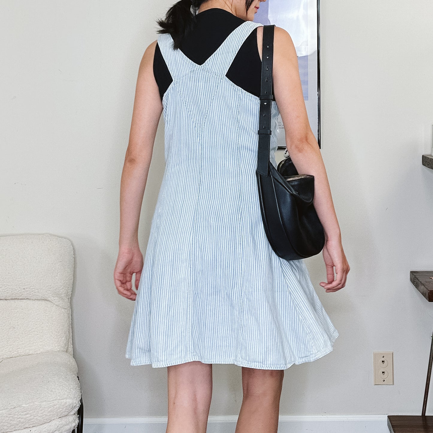 90's Stripe Denim Jumper Dress | S