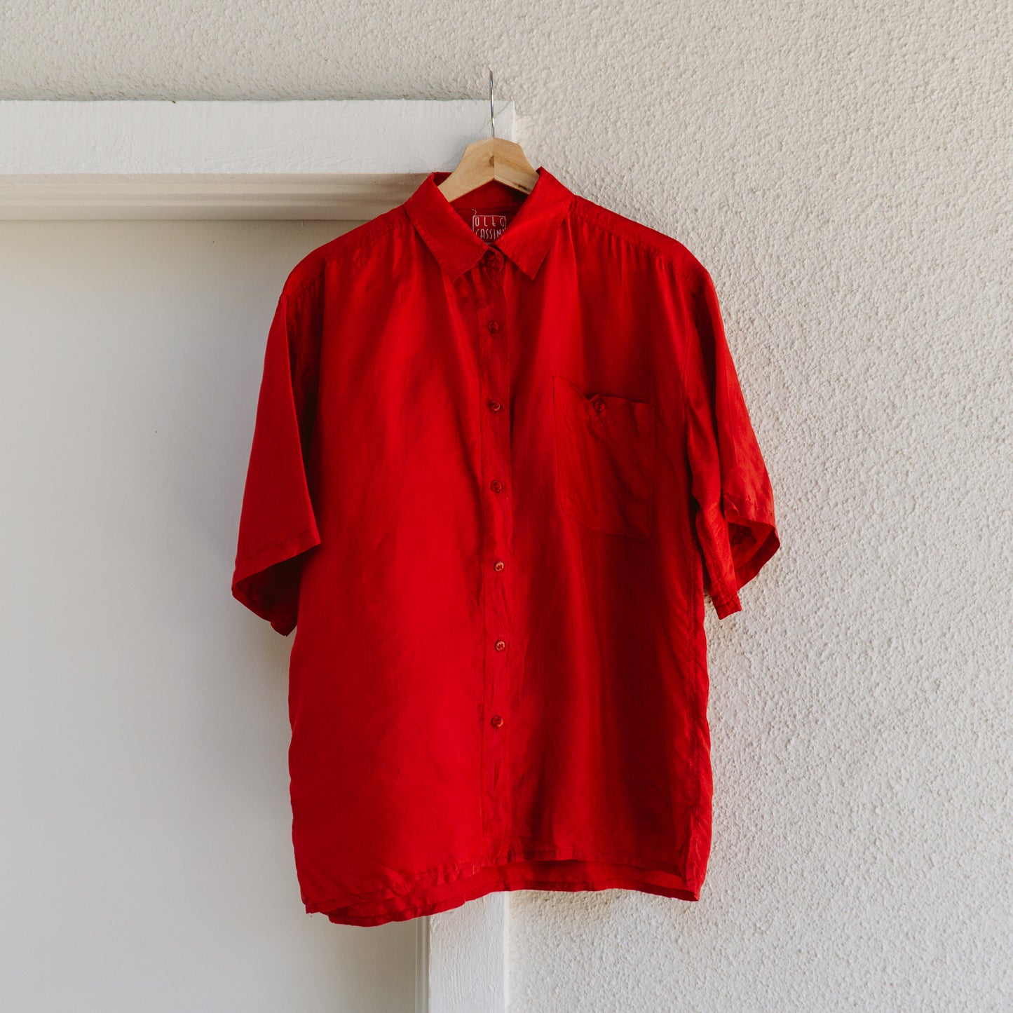 90's Red Silk Button Down Shirt | L