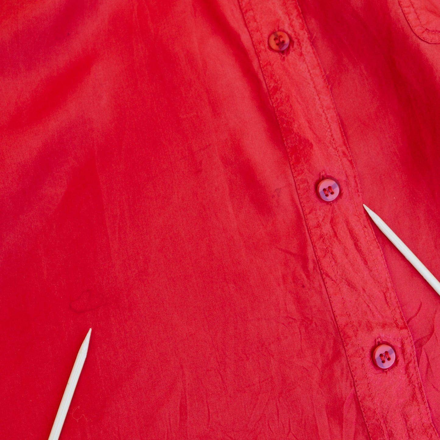 90's Red Silk Button Down Shirt | L