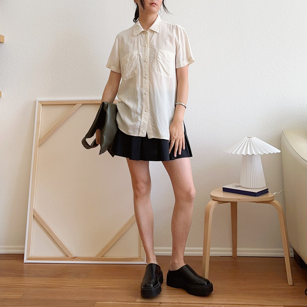 90's Short Sleeve Silk Shirt | M