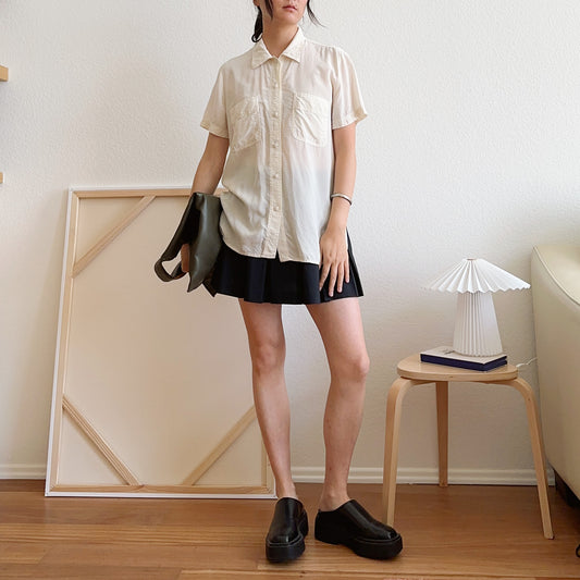 90's Short Sleeve Silk Shirt | M