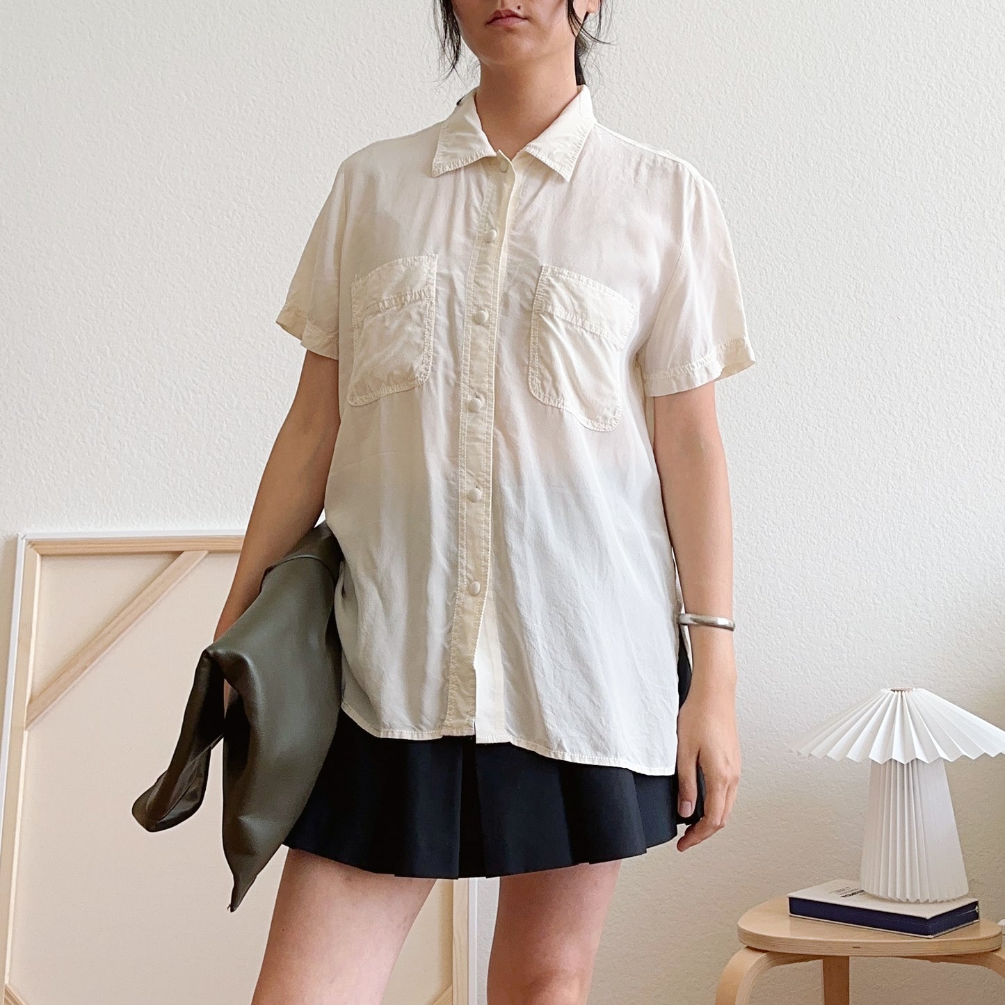 90's Short Sleeve Silk Shirt | M