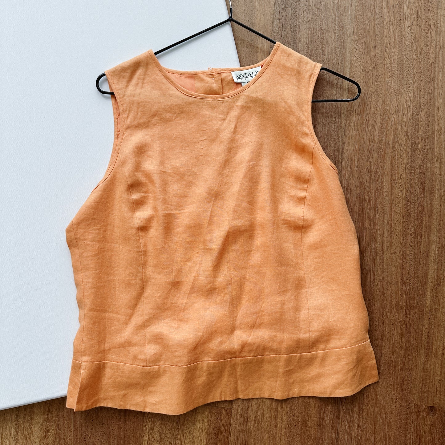 90's Tangerine Orange Linen Tank Top | M