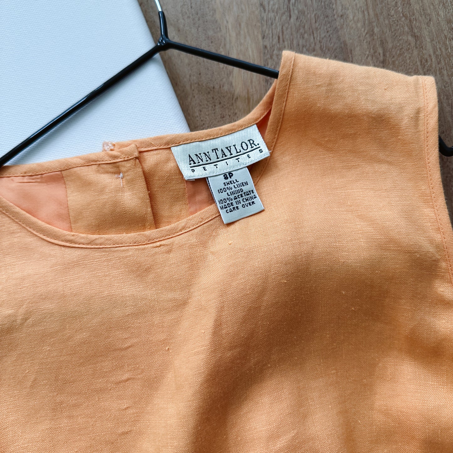 90's Tangerine Orange Linen Tank Top | M