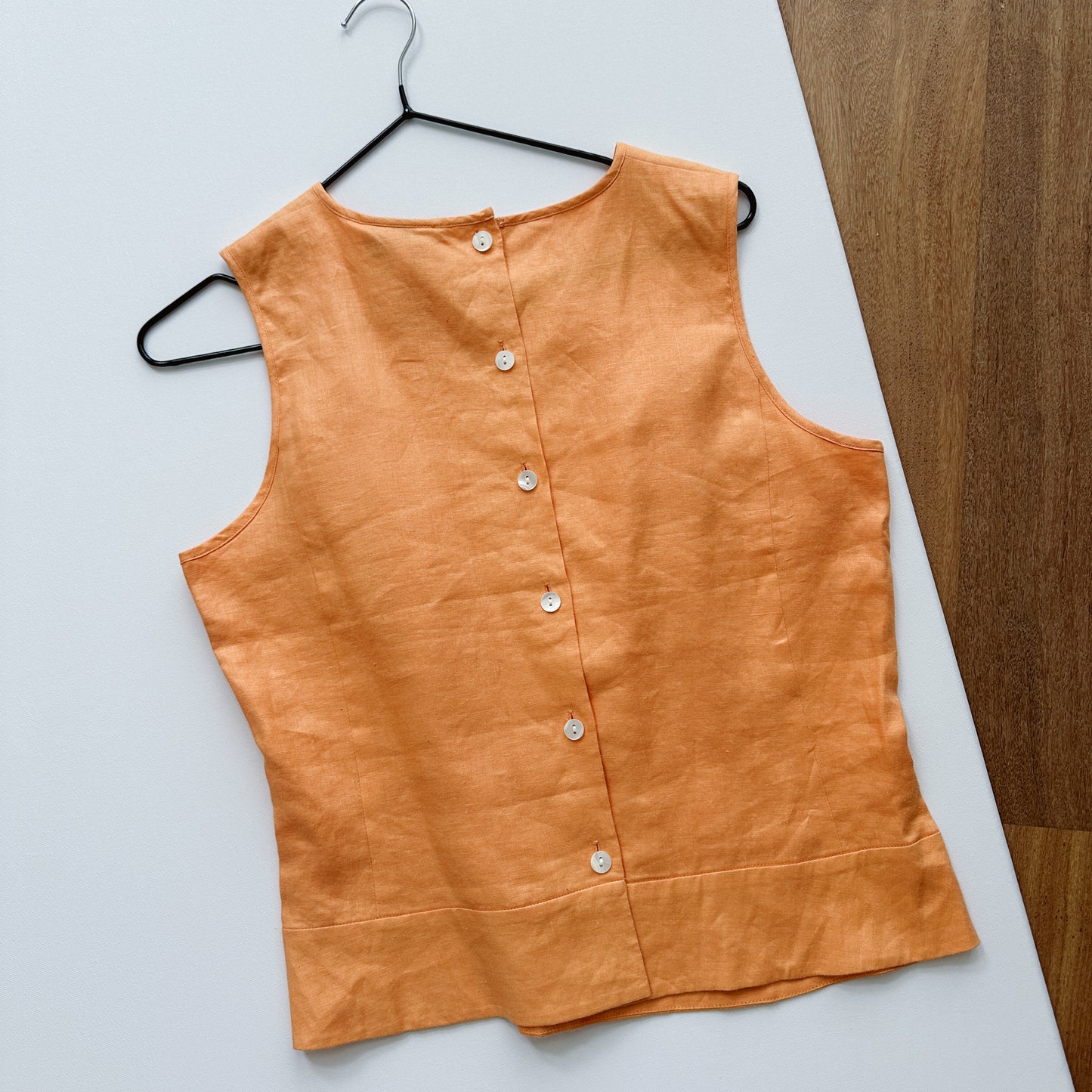 90's Tangerine Orange Linen Tank Top | M
