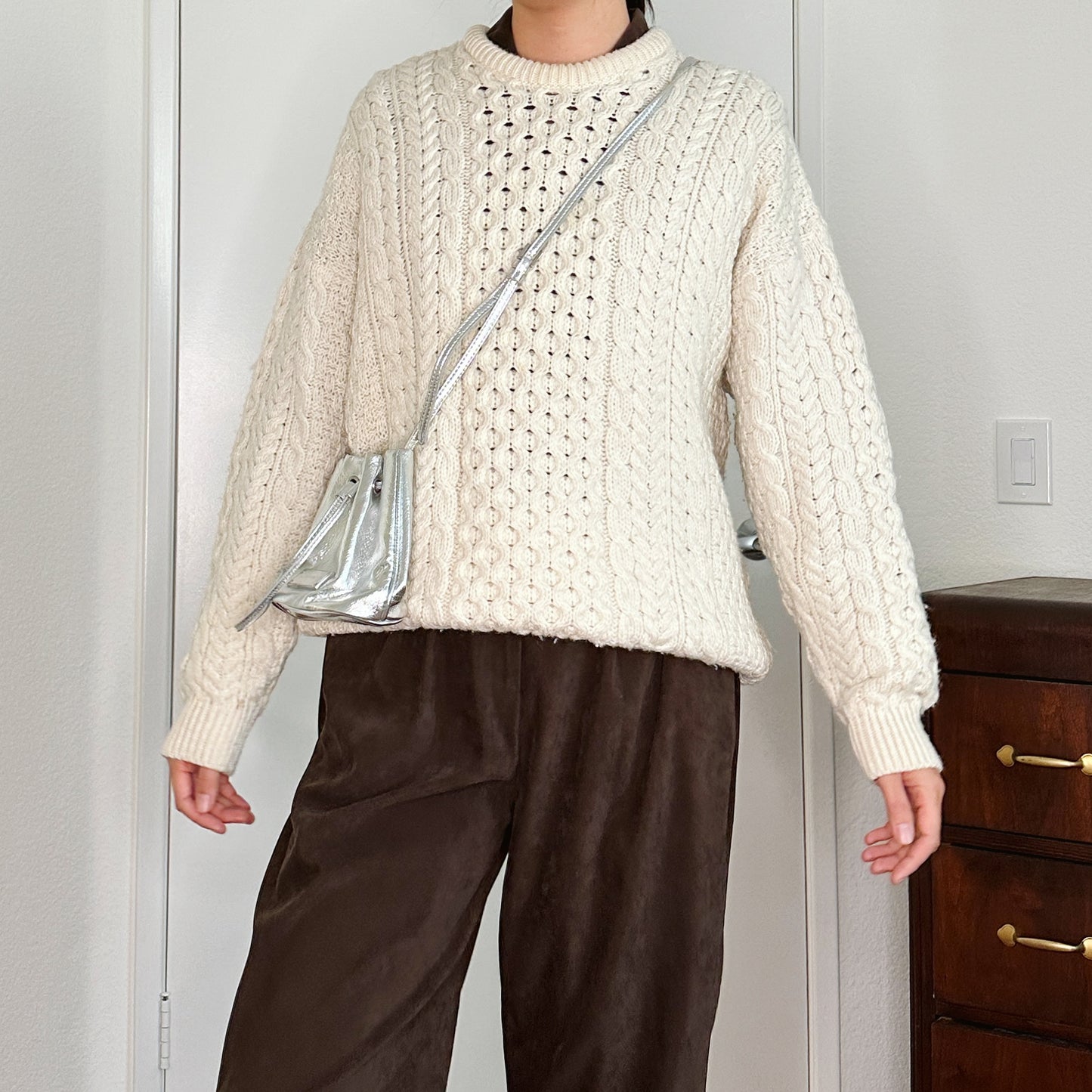 Cable Knit Chunky Merino Wool Sweater | L