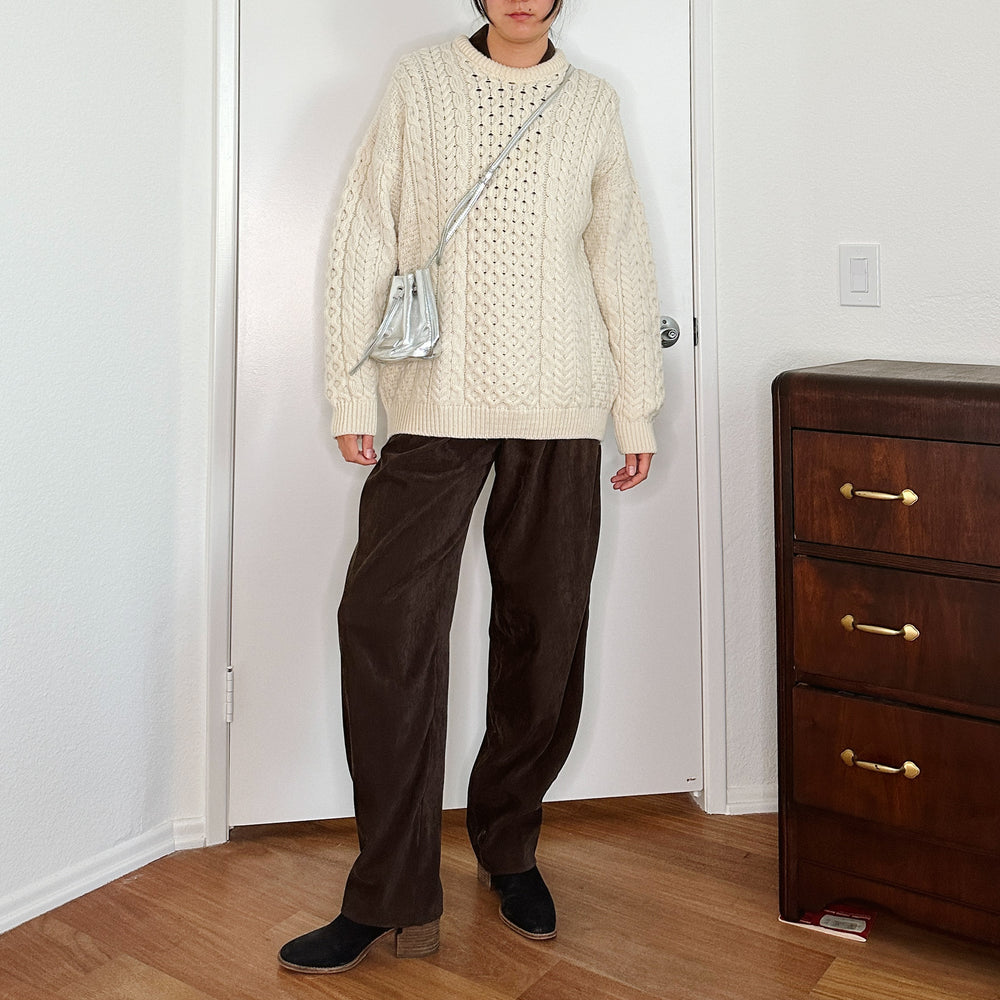 Cable Knit Chunky Merino Wool Sweater | L