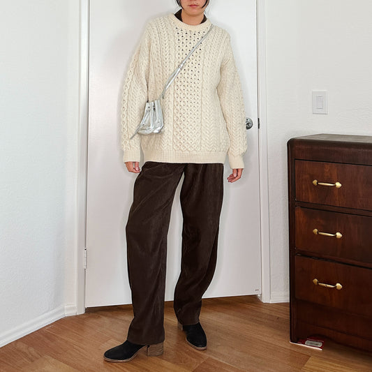 Cable Knit Chunky Merino Wool Sweater | L