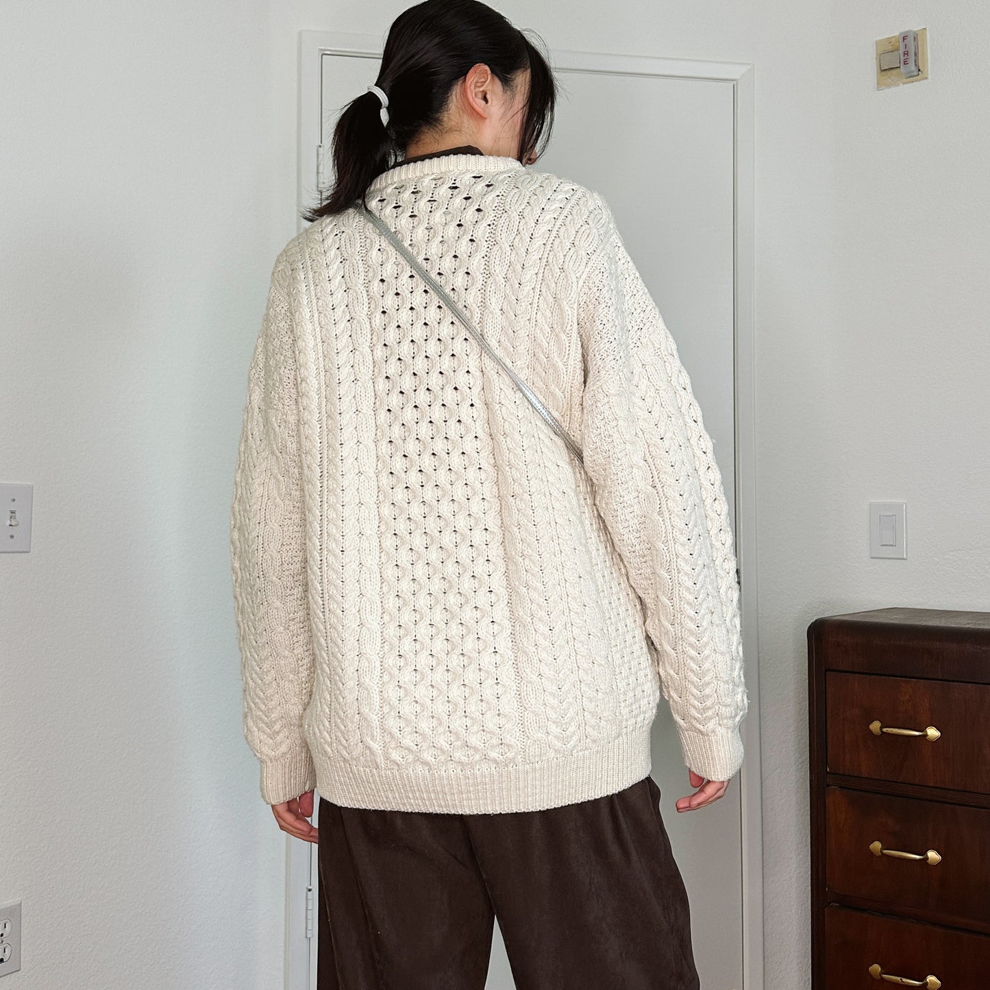 Cable Knit Chunky Merino Wool Sweater | L