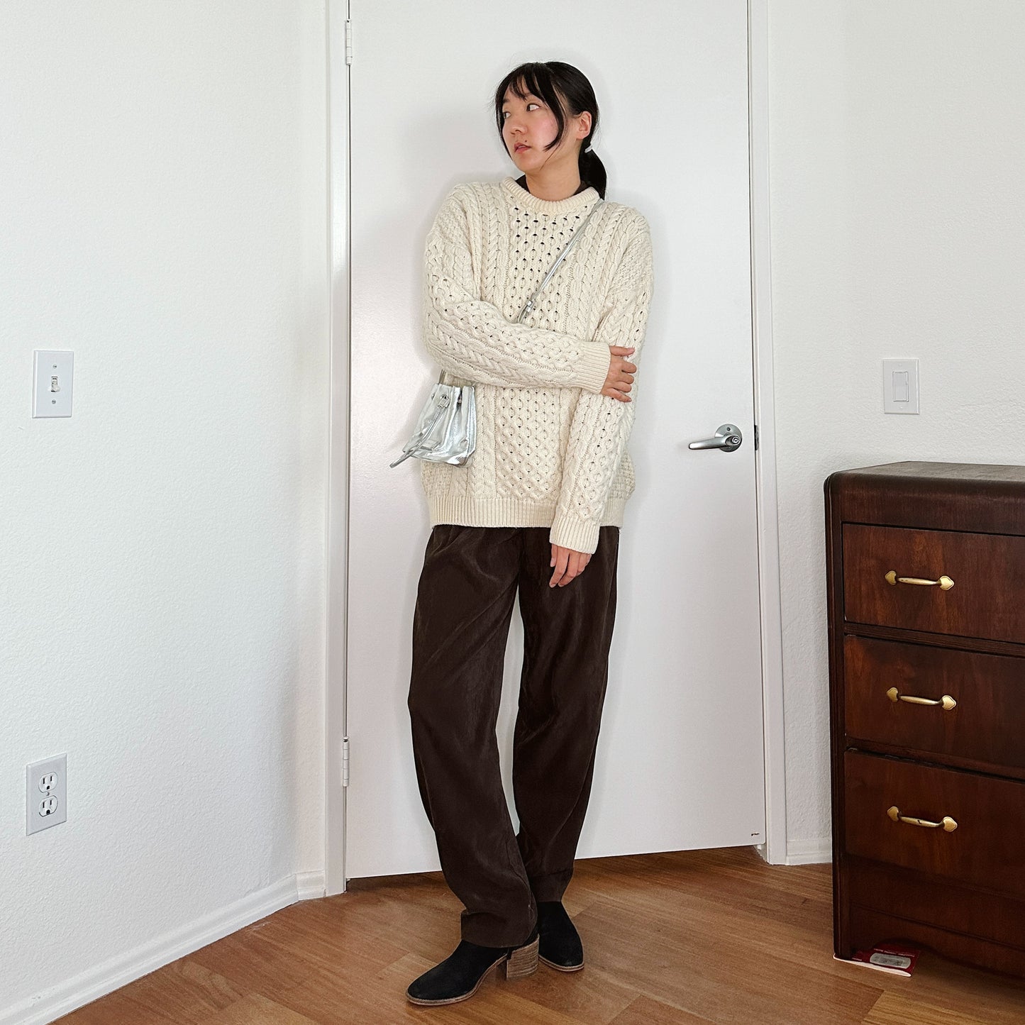 Cable Knit Chunky Merino Wool Sweater | L