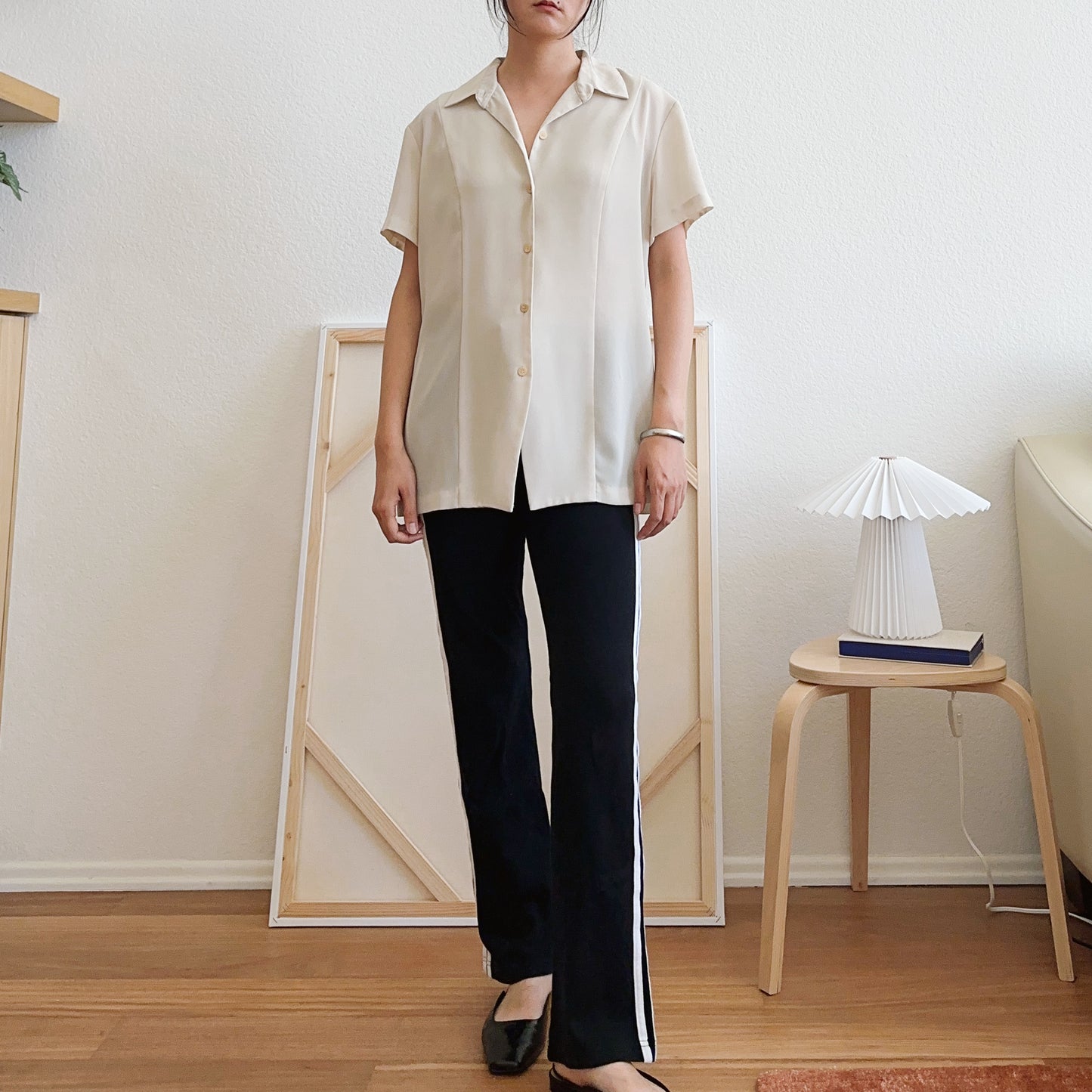 90's Cream Short Sleeve Shirt | XL