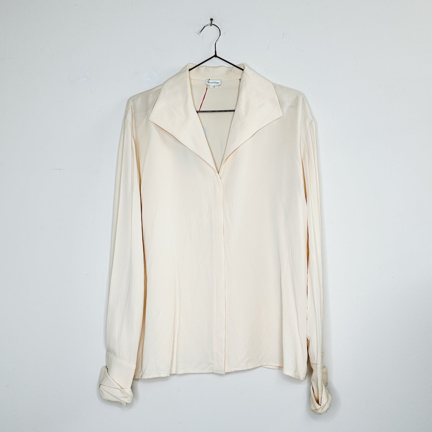 90's Cream Silk Minimal Button Down Shirt | L