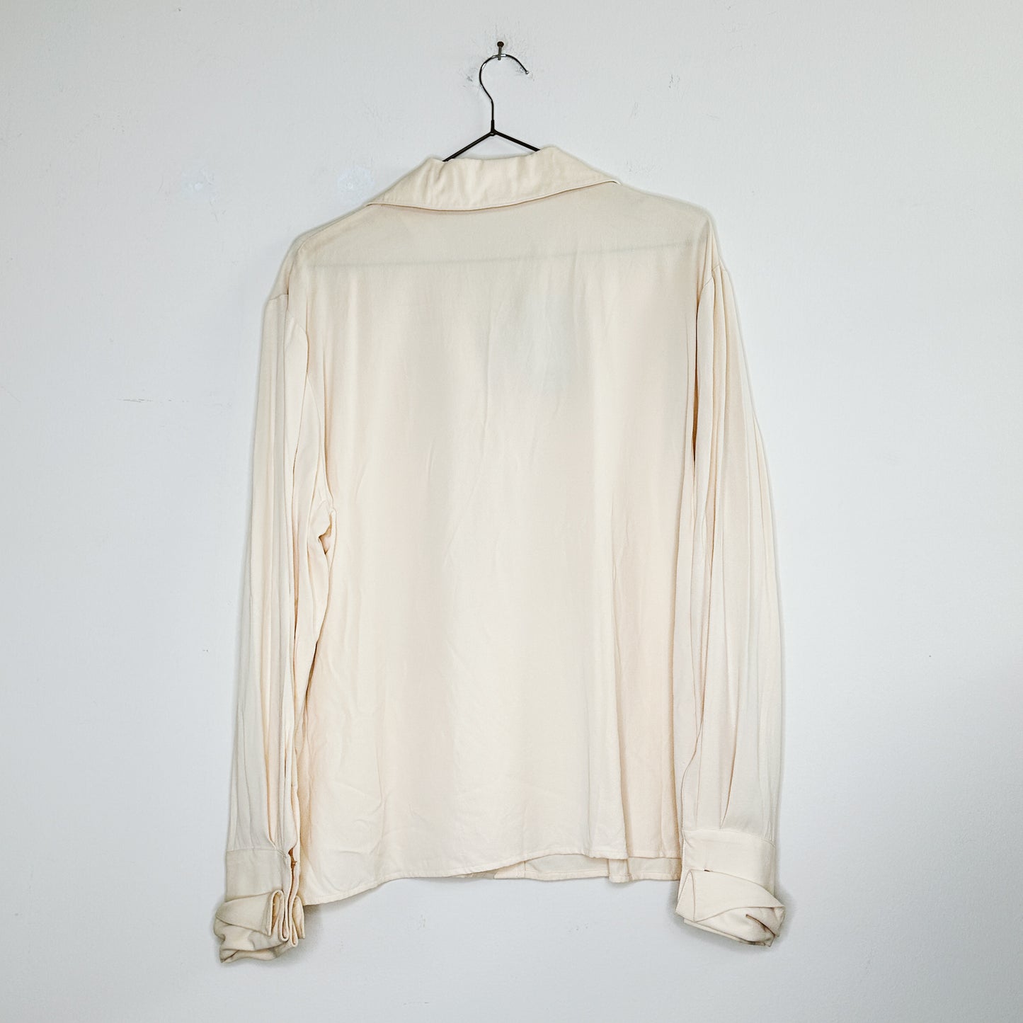 90's Cream Silk Minimal Button Down Shirt | L