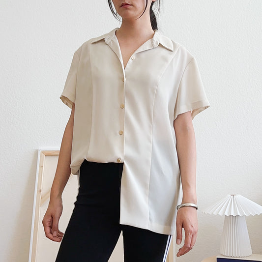 90's Cream Short Sleeve Shirt | XL
