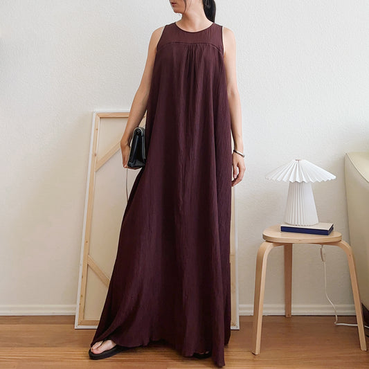 Madewell Plisse Brown Maxi Dress | L