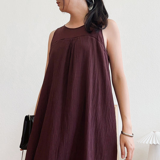 Madewell Plisse Brown Maxi Dress | L